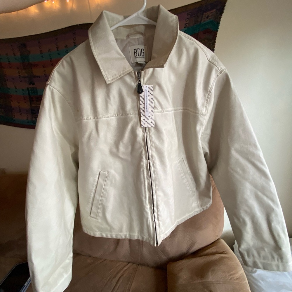 BDG Sasha Faux Leather Jacket in cream